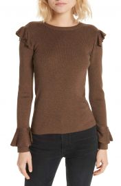 Alice   Olivia Mittie Ruffled Pullover Sweater at Nordstrom